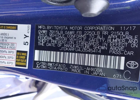 2018 Toyota Prius Three z USA, uszkodzony, nr VIN JTDKARFU4J3545414